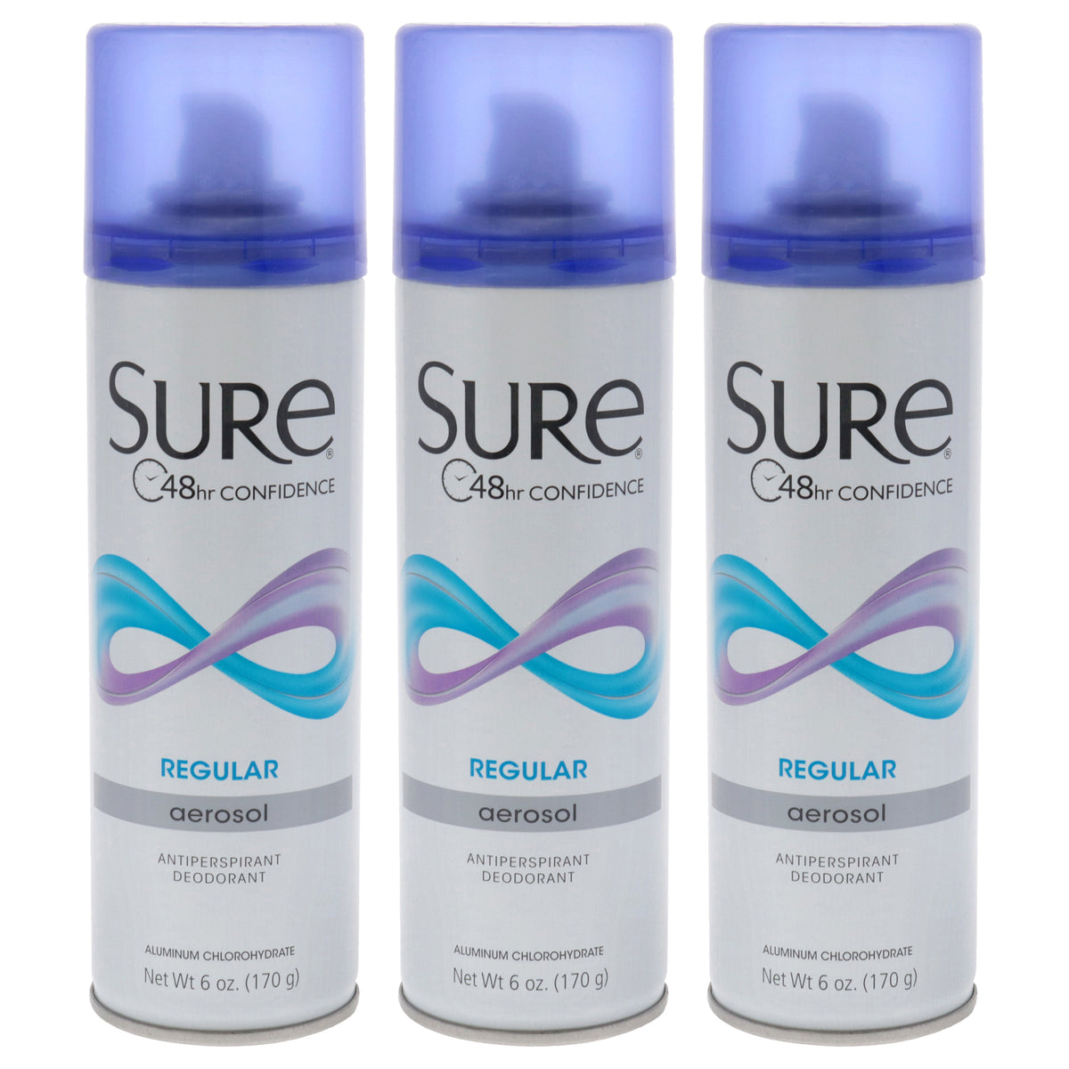 Aerosol Anti-Perspirant and Deodorant - Regular by Sure for Unisex - 6 oz Deodorant Spray - Pack of 4