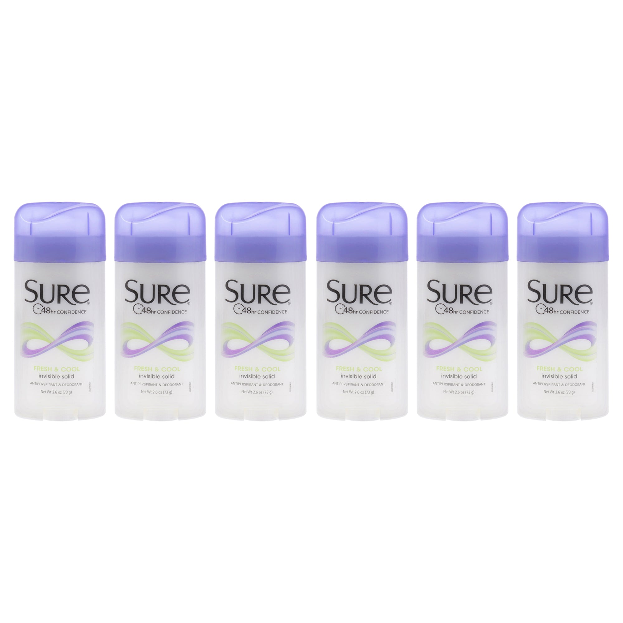 Invisible Solid Anti-Perspirant Deodorant - Fresh and Cool by Sure for Unisex - 2.6 oz Deodorant Stick - Pack of 6