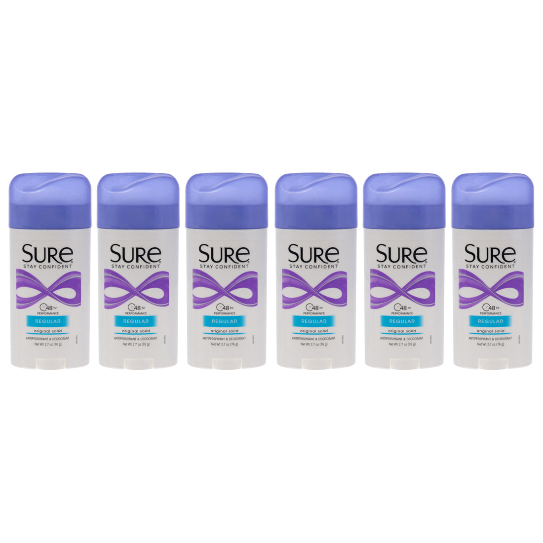 Original Solid Anti-Perspirant Deodorant - Regular by Sure for Unisex - 2.7 oz Deodorant Stick - Pack of 6