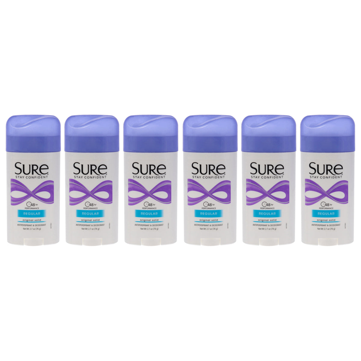 Original Solid Anti-Perspirant Deodorant - Regular by Sure for Unisex - 2.7 oz Deodorant Stick - Pack of 6