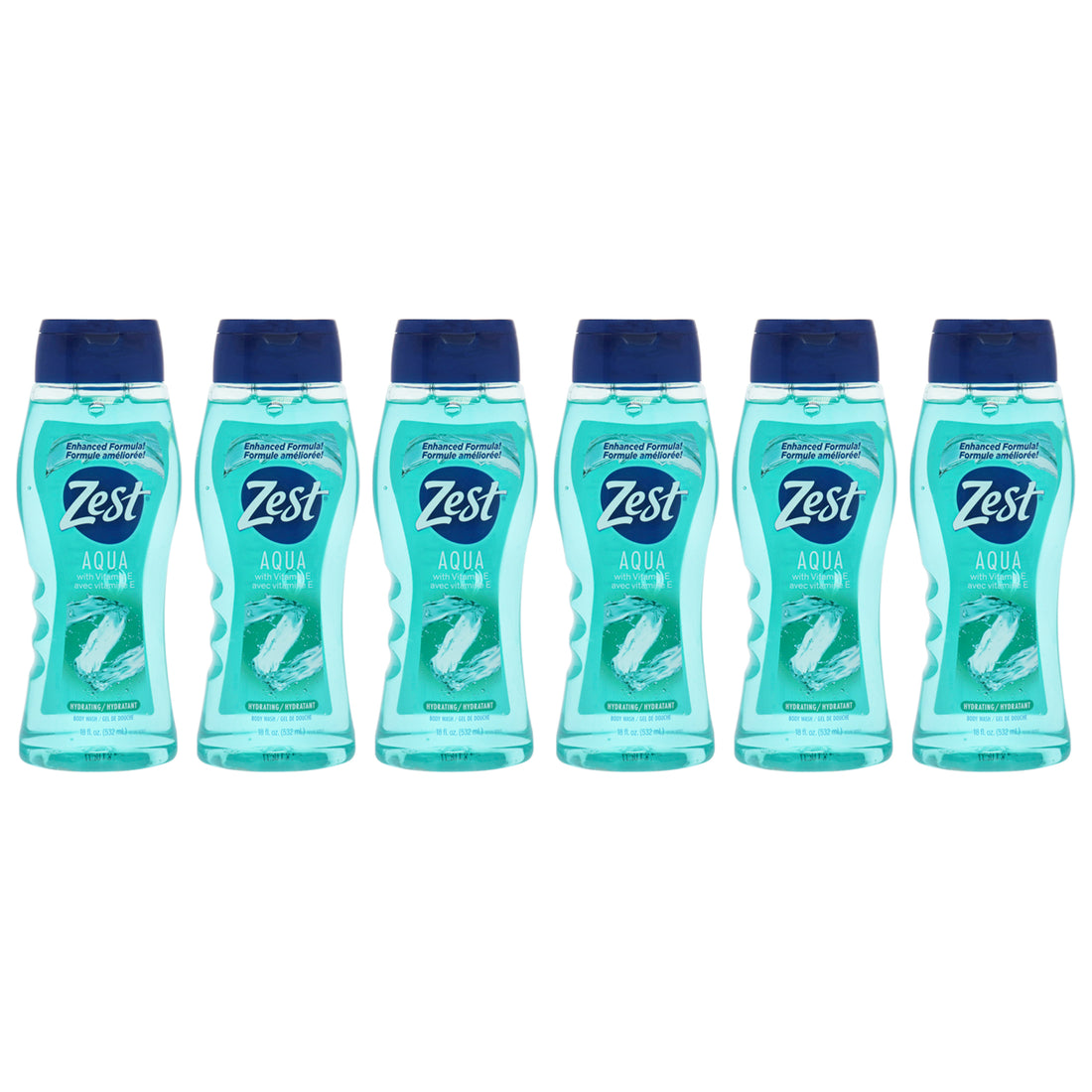 Hydrating Body Wash - Aqua by Zest for Women - 18 oz Body Wash - Pack of 6