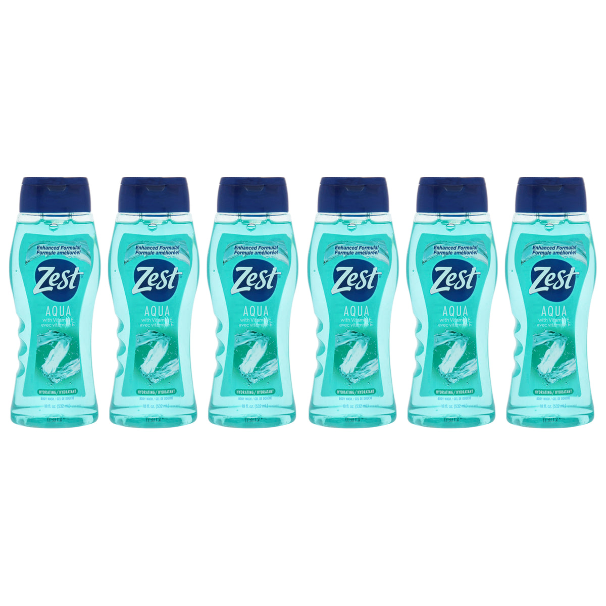 Hydrating Body Wash - Aqua by Zest for Women - 18 oz Body Wash - Pack of 6