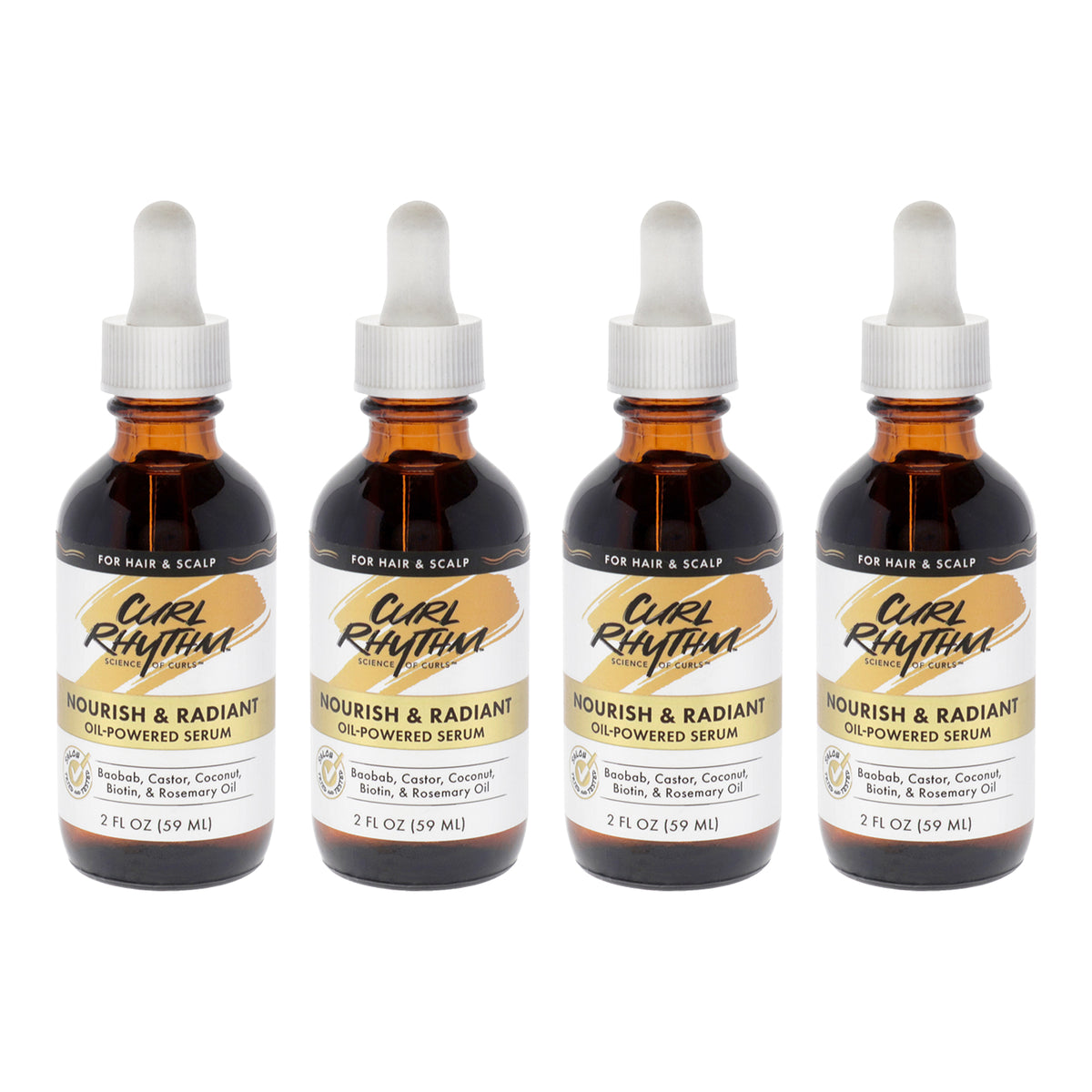 Nourish and Radiant Oil-Powered Serum by Curl Rhythm for Women - 2 oz Oil - Pack of 4