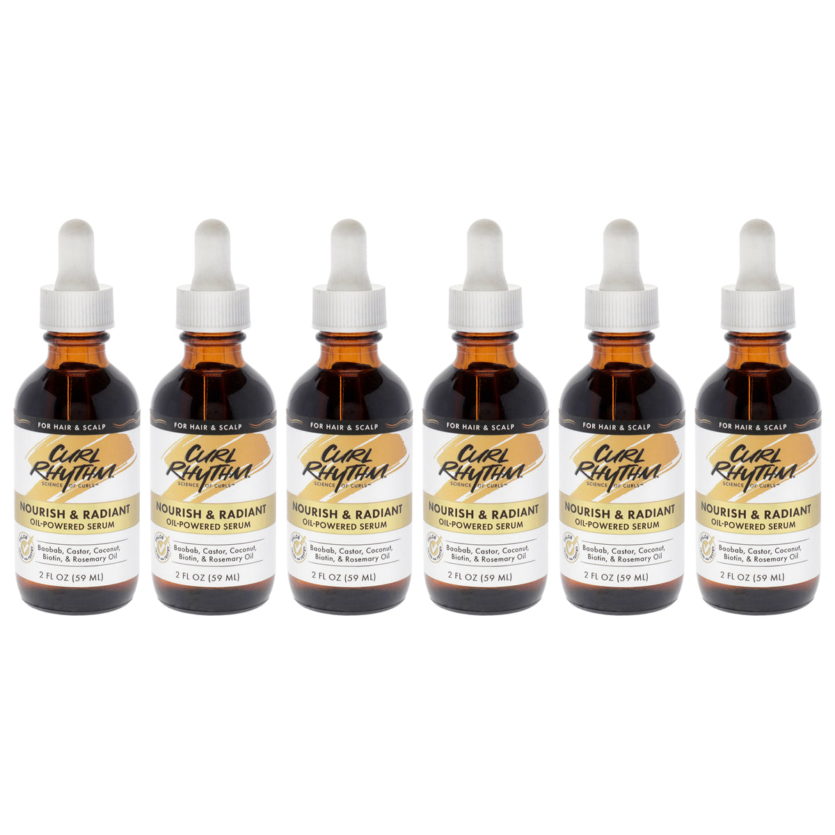 Nourish and Radiant Oil-Powered Serum by Curl Rhythm for Women - 2 oz Oil - Pack of 6