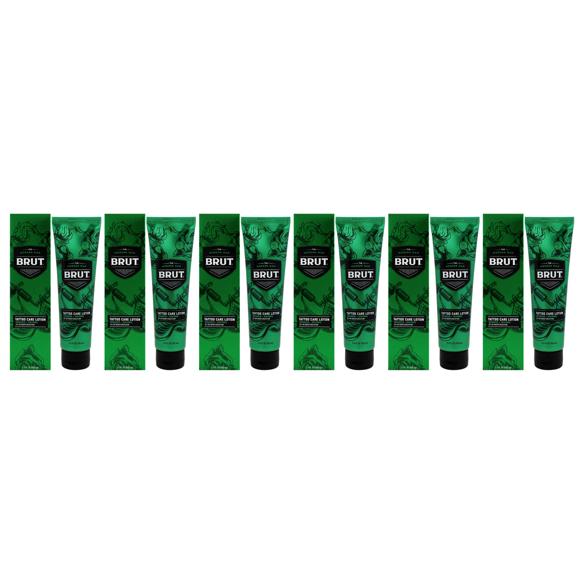 Tattoo Care Lotion 24 HR Moisturization by Brut for Men - 3.5 oz Lotion - Pack of 6