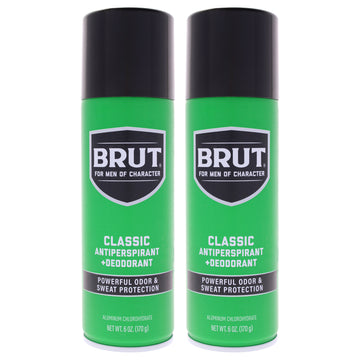 Classic Scent Antiperspirant and Deodorant Spray by Brut for Unisex - 6 oz Deodorant Spray - Pack of 2