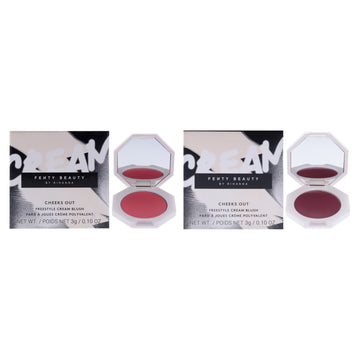 Cheeks Out Freestyle Cream Blush Kit by Fenty Beauty for Women - 2 Pc Kit 0.1oz Blush - Petal Poppin, 0.1oz Blush - Riri
