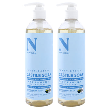 Castile Liquid Soap - Peppermint by Dr. Natural for Unisex - 16 oz Soap - Pack of 2
