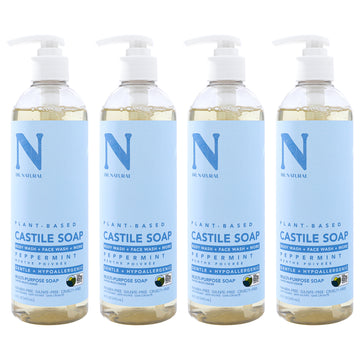 Castile Liquid Soap - Peppermint by Dr. Natural for Unisex - 16 oz Soap - Pack of 4