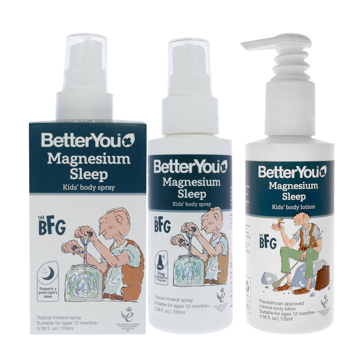 BY Kids Bundle Kit by BetterYou for Kids - 2 Pc Kit 4.56oz Magnesium Sleep Body Lotion, 3.38oz Magnesium Sleep Body Spray