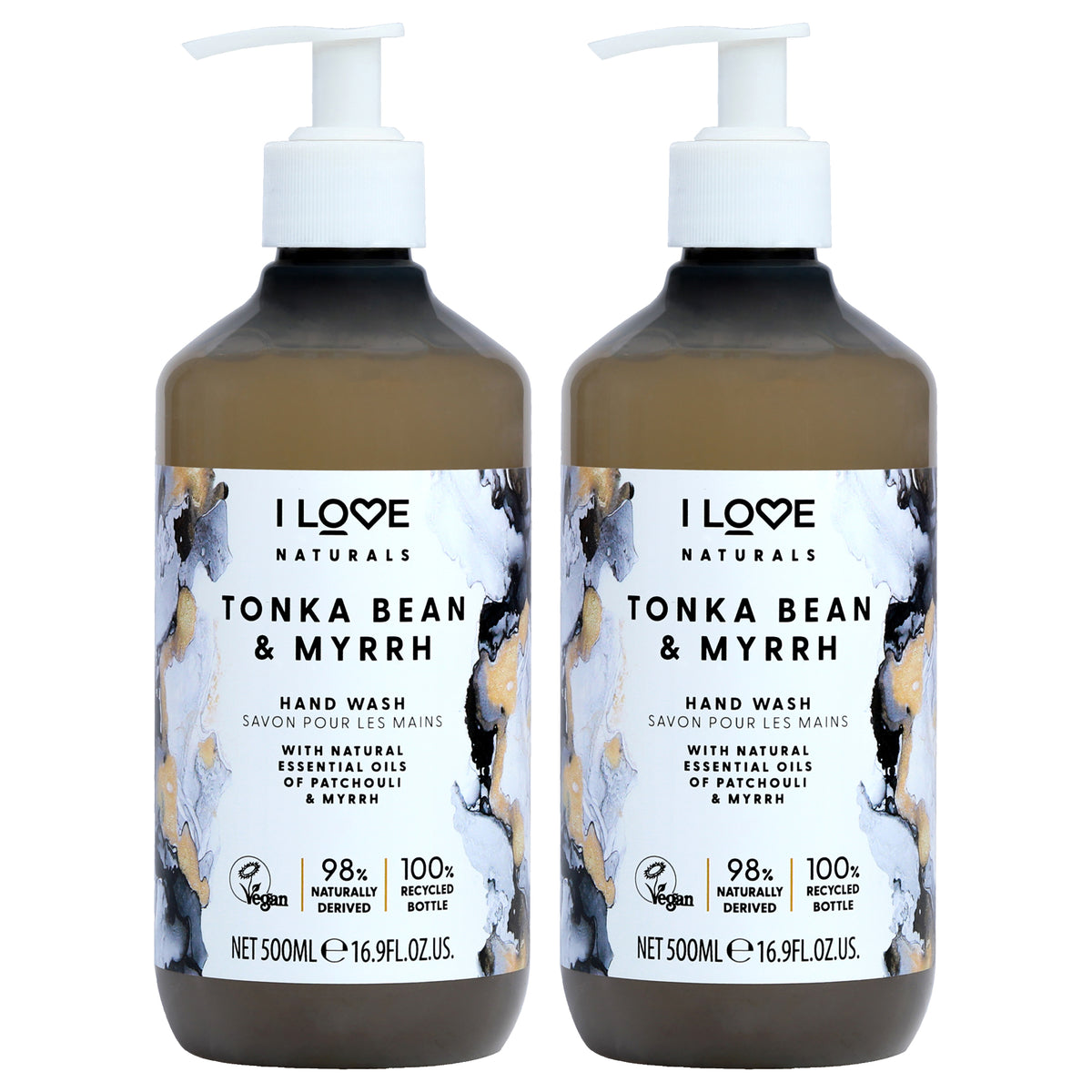 Natural Hands Wash - Tonka Bean and Myrrh by I Love Cosmetics for Women - 16.9 oz Hand Wash - Pack of 2