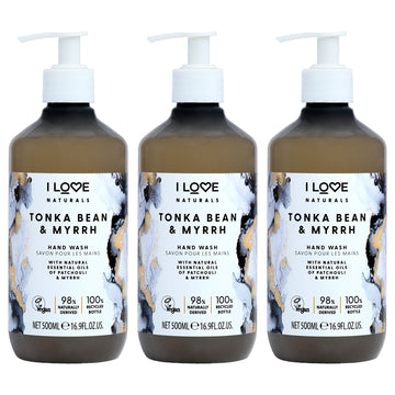 Natural Hands Wash - Tonka Bean and Myrrh by I Love Cosmetics for Women - 16.9 oz Hand Wash - Pack of 3