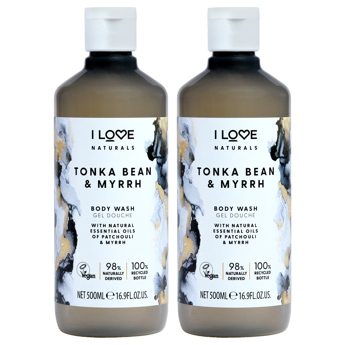Tonka Bean and Myrrh Body Wash by I Love Cosmetics for Women - 16.9 oz Body Wash - Pack of 2