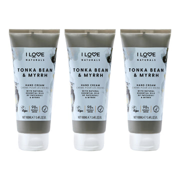 Tonka Bean and Myrrh Hand Cream by I Love Cosmetics for Women - 3.4 oz Cream - Pack of 3