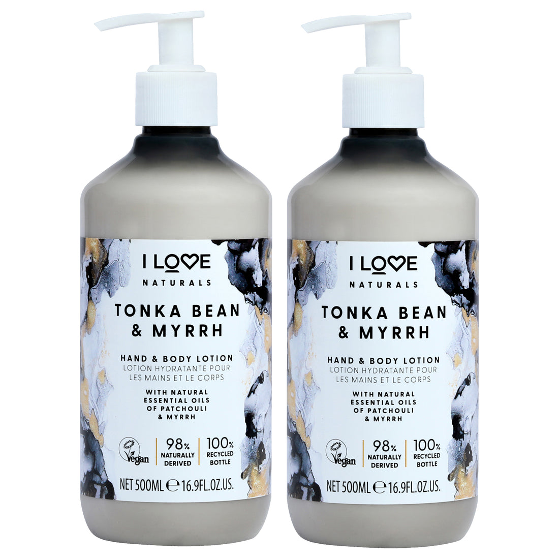 Tonka Bean and Myrrh Hand and Body Lotion by I Love Cosmetics for Women - 16.9 oz Body Lotion - Pack of 2