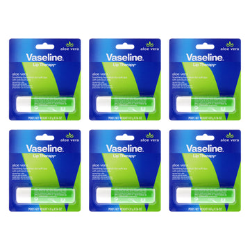 Lip Therapy Petroleum Jelly - Aloe Vera by Vaseline for Women - 0.16 oz Lip Balm - Pack of 6