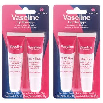 Lip Therapy - Rosy Lips by Vaseline for Women - 2 x 0.35 oz Lip Balm - Pack of 4
