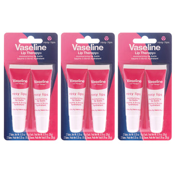 Lip Therapy - Rosy Lips by Vaseline for Women - 2 x 0.35 oz Lip Balm - Pack of 6