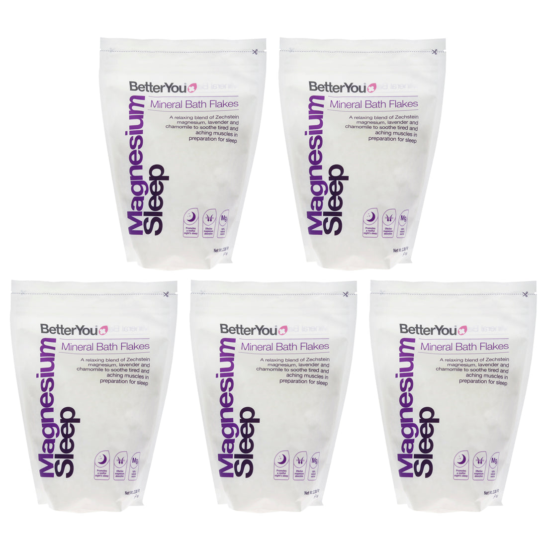 Magnesium Sleep by BetterYou for Unisex - 35.2 oz Bath Salt - Pack of 5