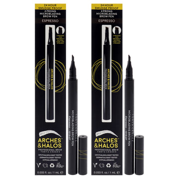 Microblading Brow Shaping Pen - Espresso by Arches and Halos for Women - 0.02 oz Eyebrow Pen - Pack of 2