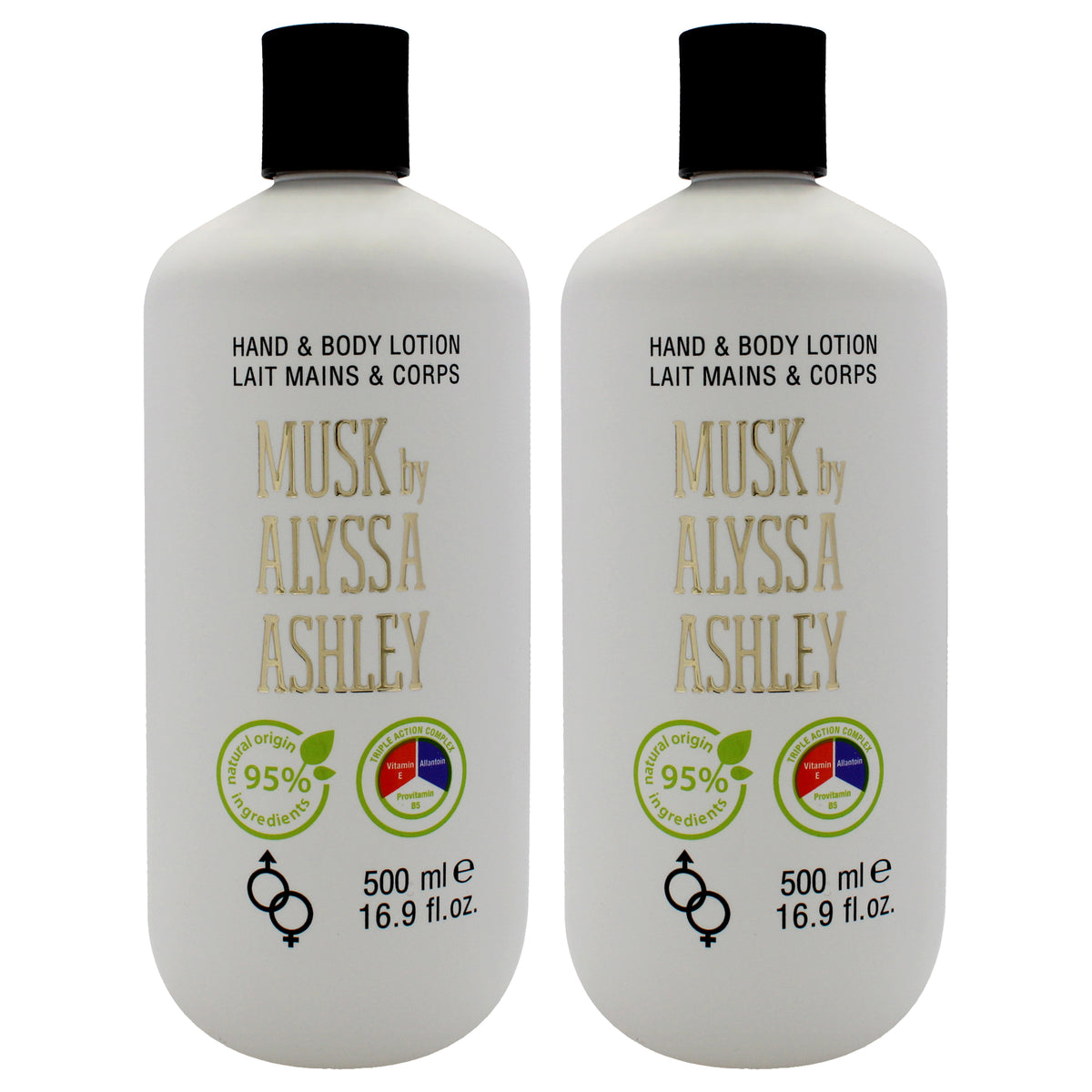 Musk Hand Body Lotion by Alyssa Ashley for Unisex - 16.9 oz Body Lotion - Pack of 2