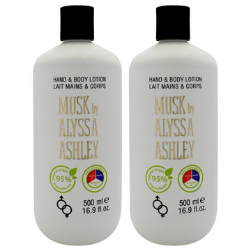 Musk Hand Body Lotion by Alyssa Ashley for Unisex - 16.9 oz Body Lotion - Pack of 2