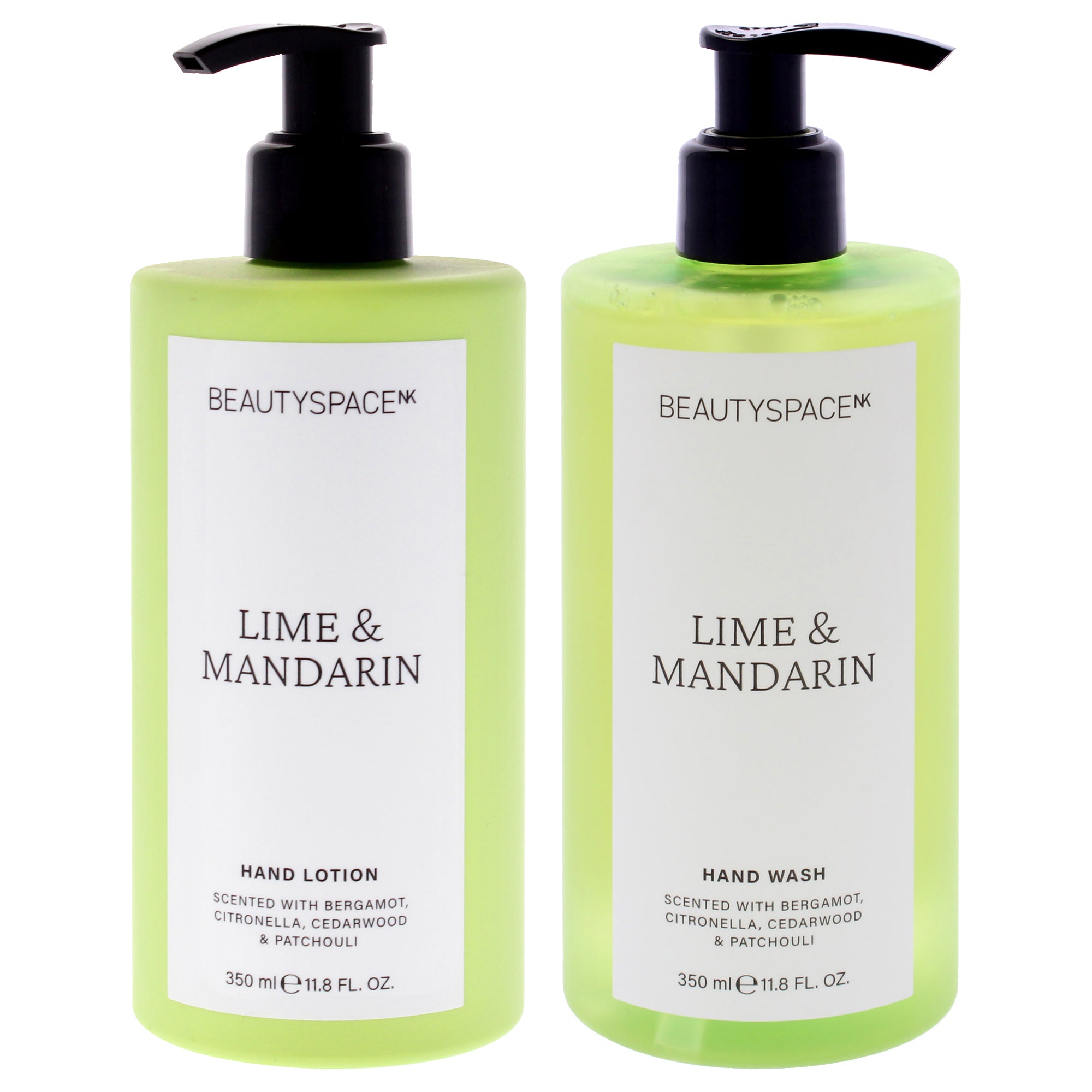 Beauty Space Kit by BeautySpace for Unisex - 2 Pc Kit 11.8oz Hand Wash - Lime and Mandarin, 11.8oz Hand Lotion - Lime and Mandarine