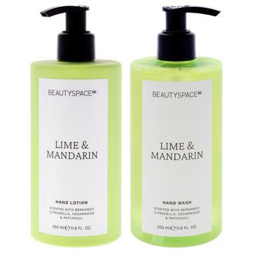 Beauty Space Kit by BeautySpace for Unisex - 2 Pc Kit 11.8oz Hand Wash - Lime and Mandarin, 11.8oz Hand Lotion - Lime and Mandarine