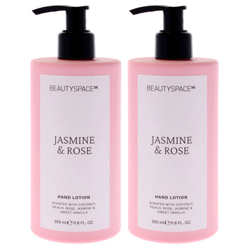 Beauty Space Hand Lotion - Jasmine and Rose by BeautySpace for Unisex - 11.8 oz Hand Lotion - Pack of 2