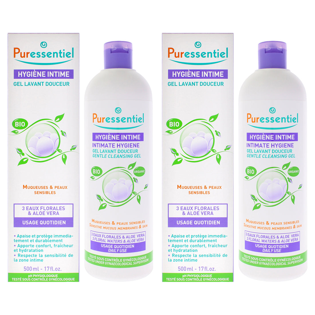 Intimate Hygiene Gentle Cleansing Gel by Puressentiel for Women - 17 oz Gel - Pack of 2