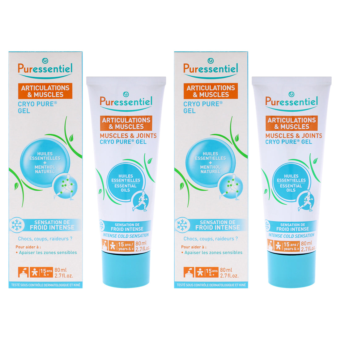 Muscles and Joints Cryo Pure Gel by Puressentiel for Unisex - 2.7 oz Gel - Pack of 2