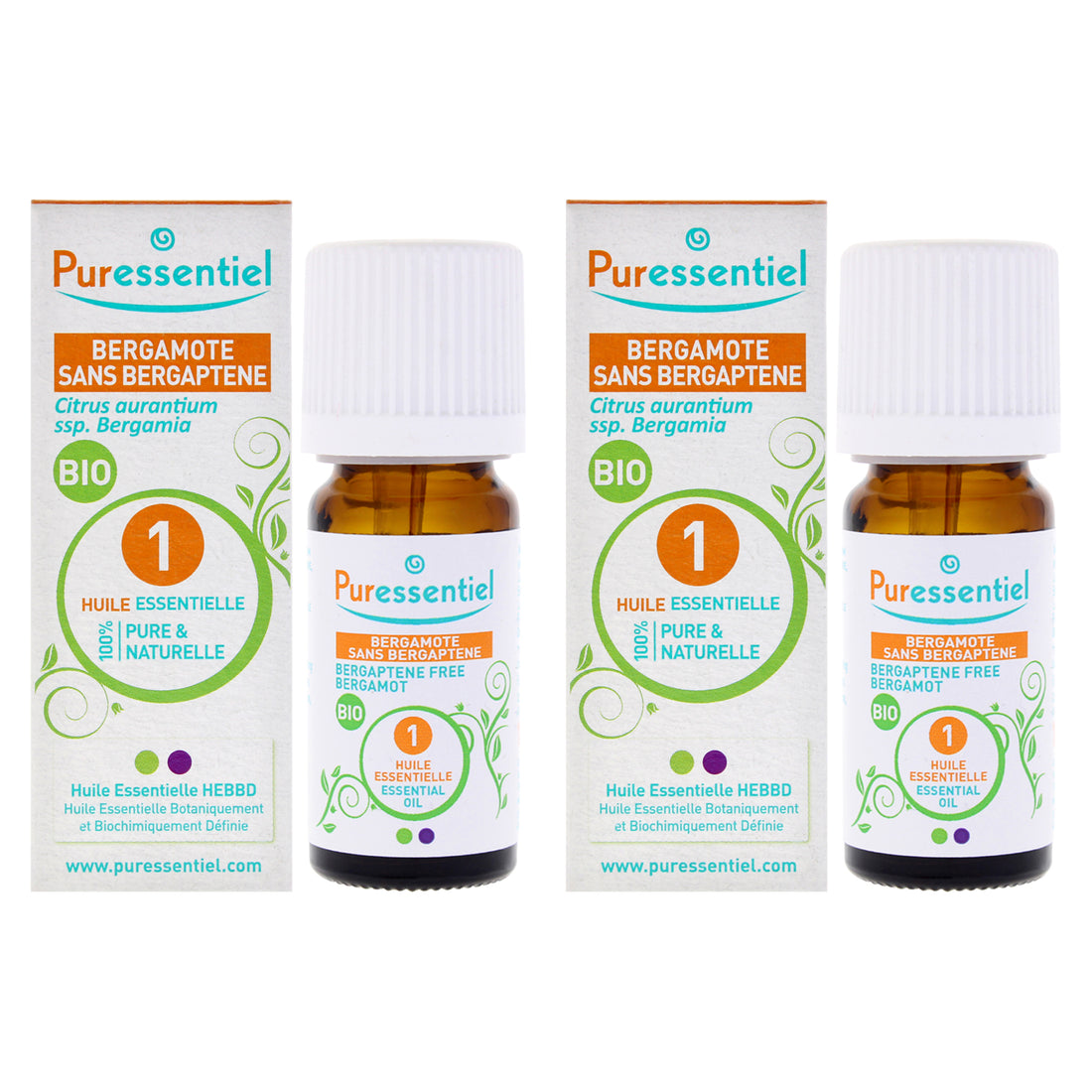 Organic Essential Oil - Bergamot by Puressentiel for Unisex - 0.34 oz Oil - Pack of 2