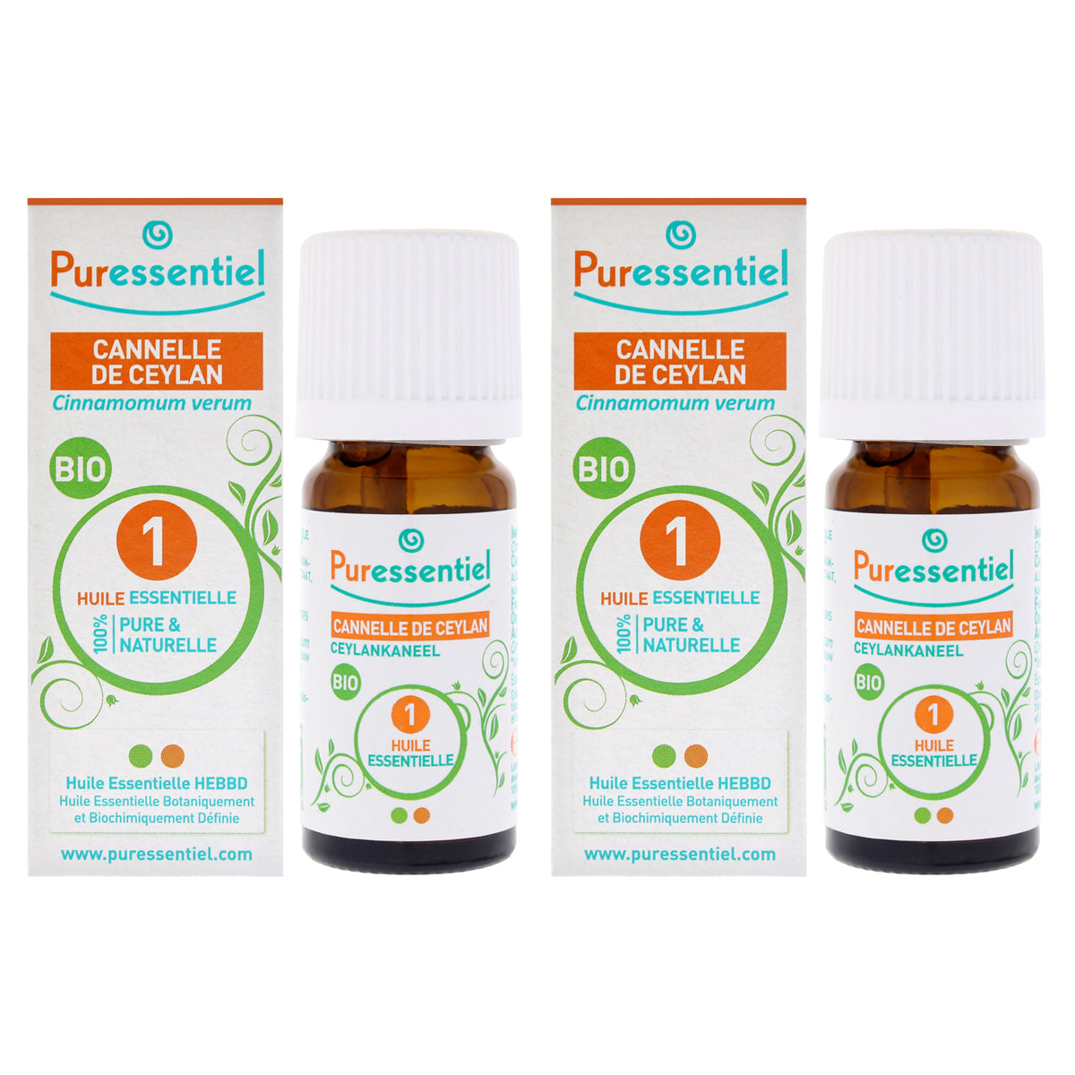 Organic Essential Oil - Cinnamon Ceylan by Puressentiel for Unisex - 0.17 oz Oil - Pack of 2