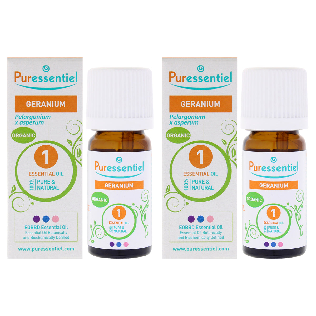 Organic Essential Oil - Geranium by Puressentiel for Unisex - 0.17 oz Oil - Pack of 2