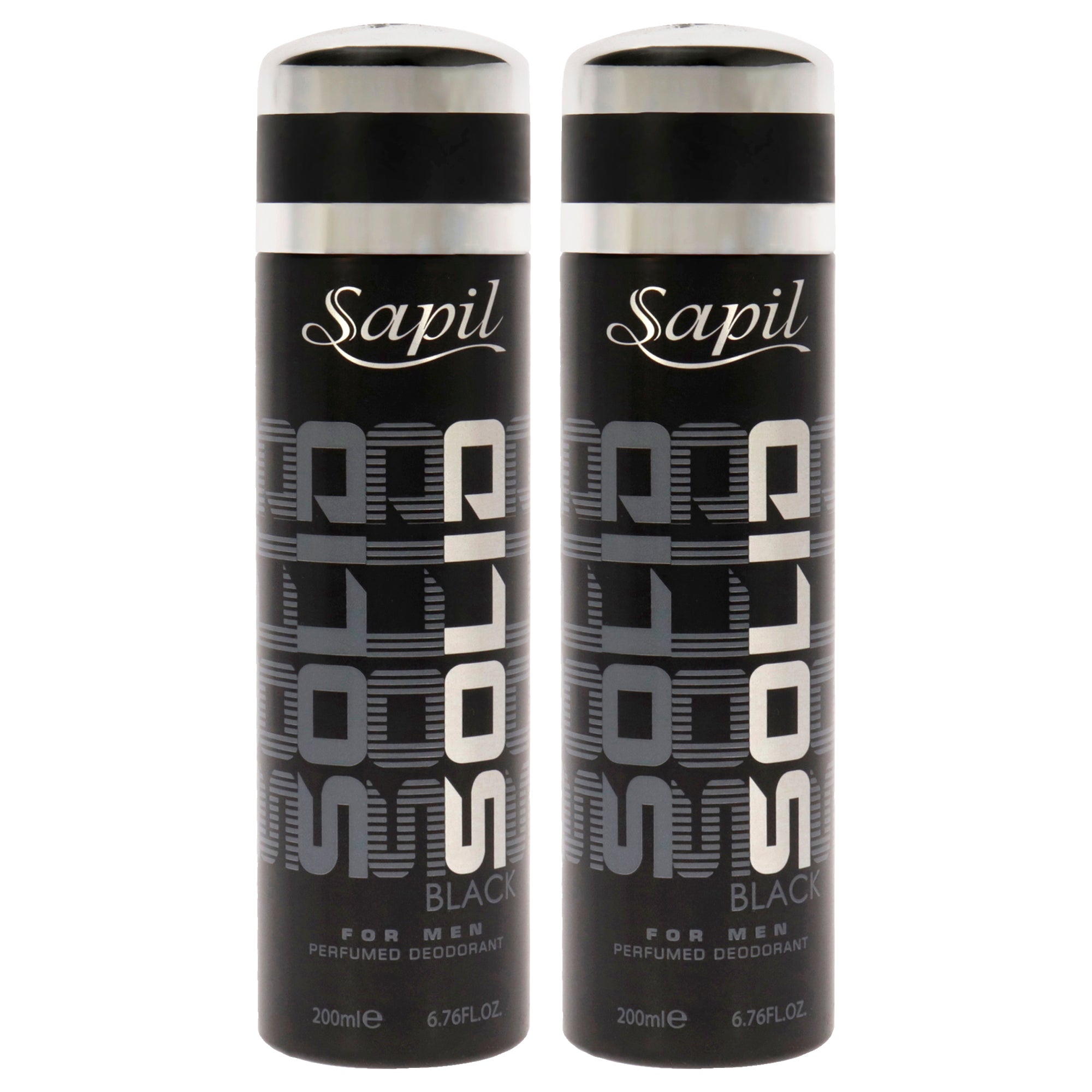 Solid Black by Sapil for Men - 6.76 oz Deodorant Spray - Pack of 2