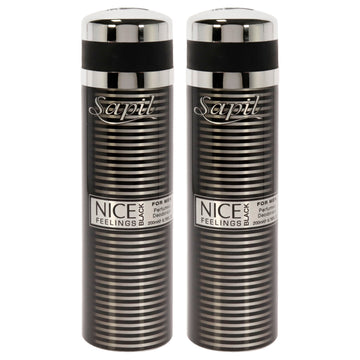 Nice Feelings Black by Sapil for Men - 6.76 oz Deodorant Spray - Pack of 2