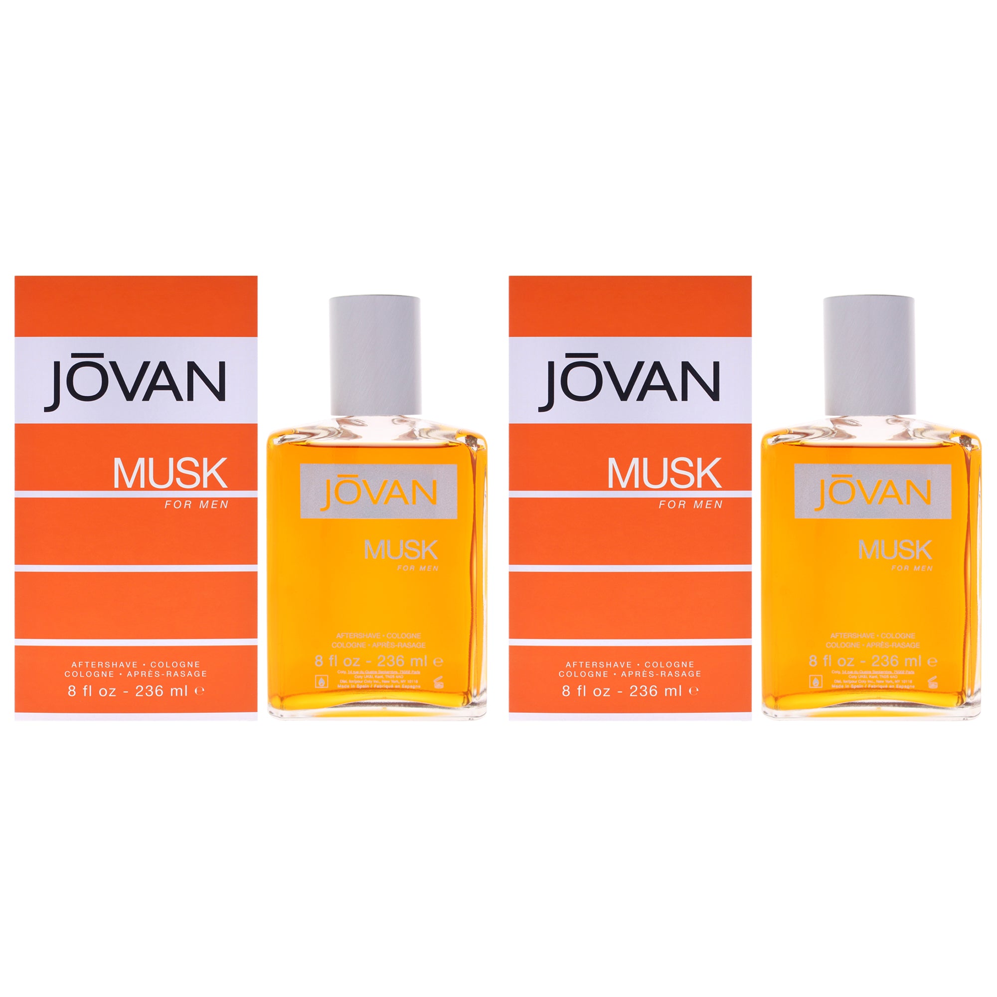 Jovan Musk by Jovan for Men - 8 oz After Shave Cologne - Pack of 2