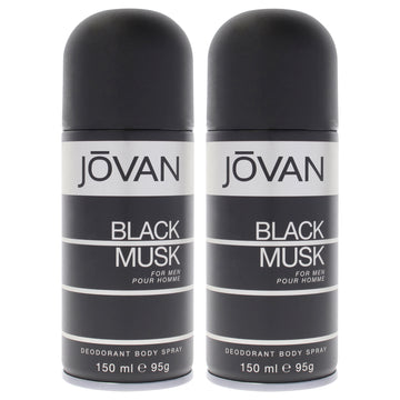 Jovan Black Musk by Jovan for Men - 5 oz Deodorant Spray - Pack of 2