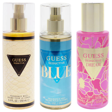 Guess Seductive Kit by Guess for Women - 3 Pc Kit 8.4oz Fragrance Mist, 8.4oz Fragrance Mist - Blue, 8.4oz Fragrance Mist - Dream