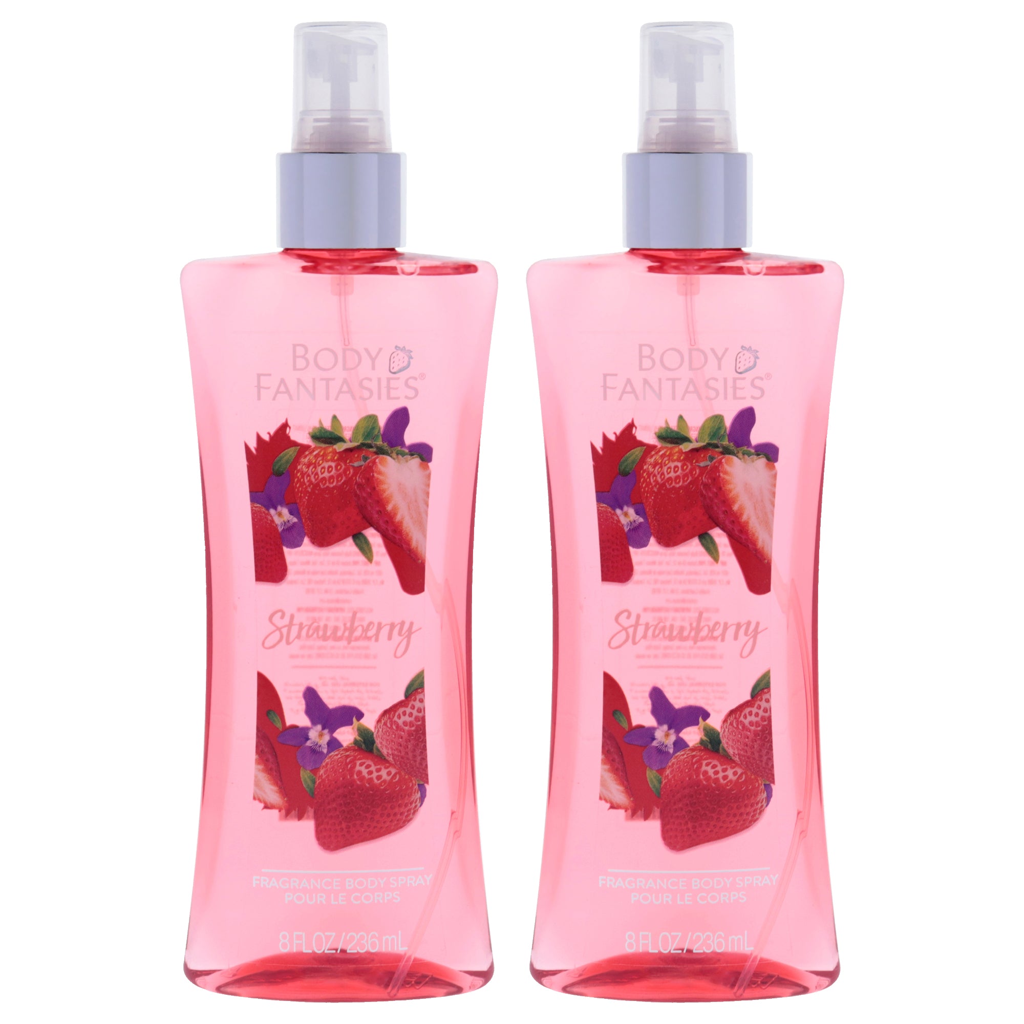 Strawberry Fantasy by Body Fantasies for Women - 8 oz Body Spray - Pack of 2