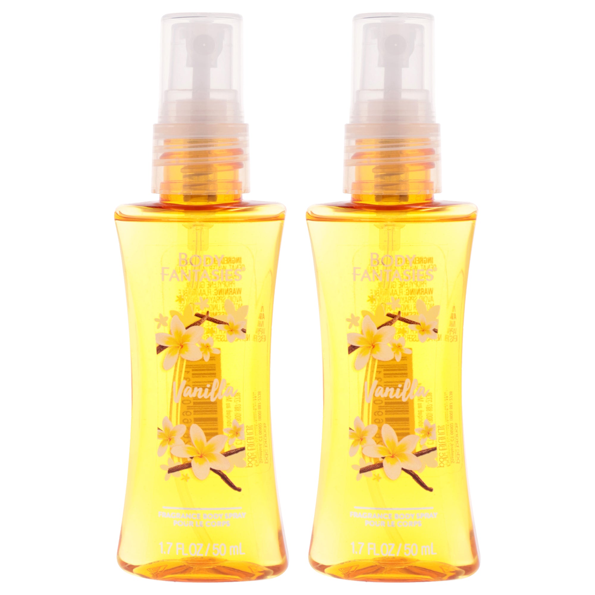 Vanilla Body Spray by Body Fantasies for Women - 1.7 oz Body Spray - Pack of 2