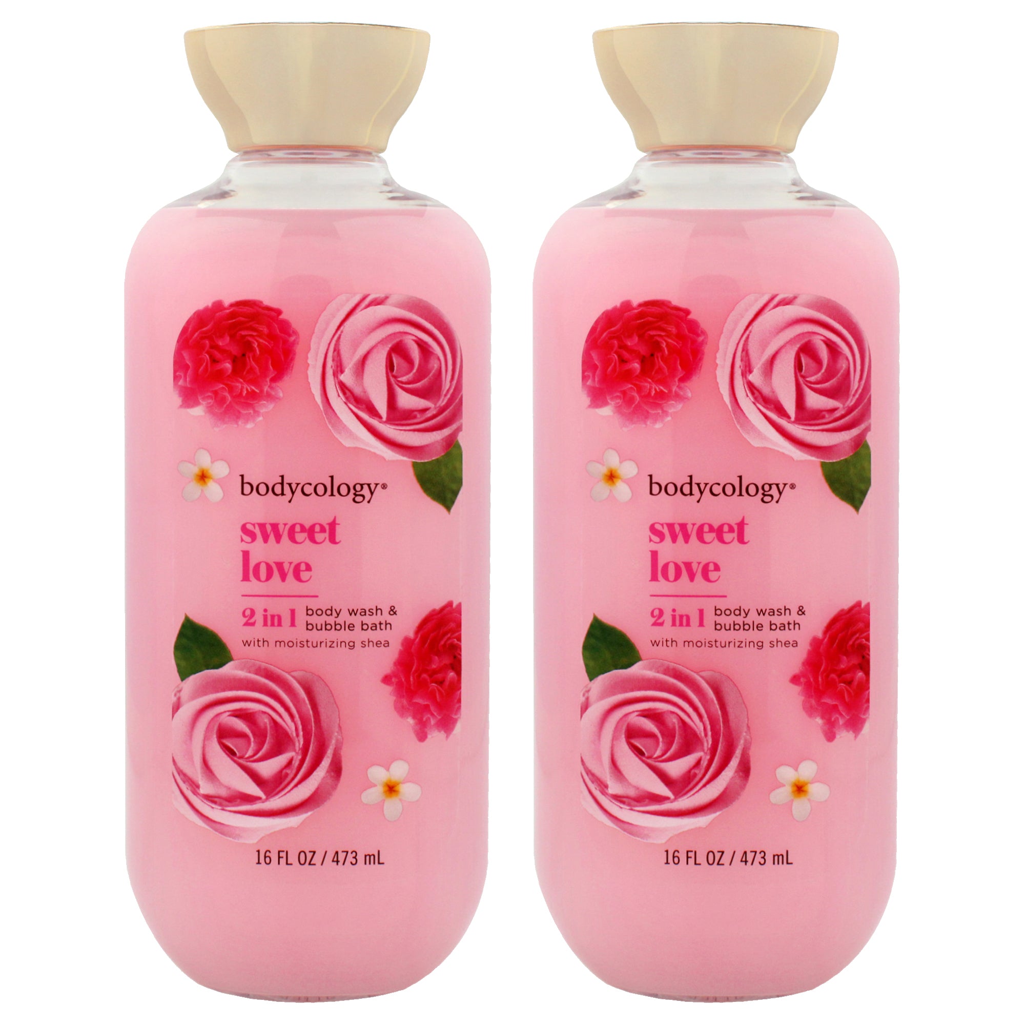 2 in 1 Body Wash and Bubble Bath - Sweet Love by Bodycology for Women - 16 oz Body Wash - Pack of 2