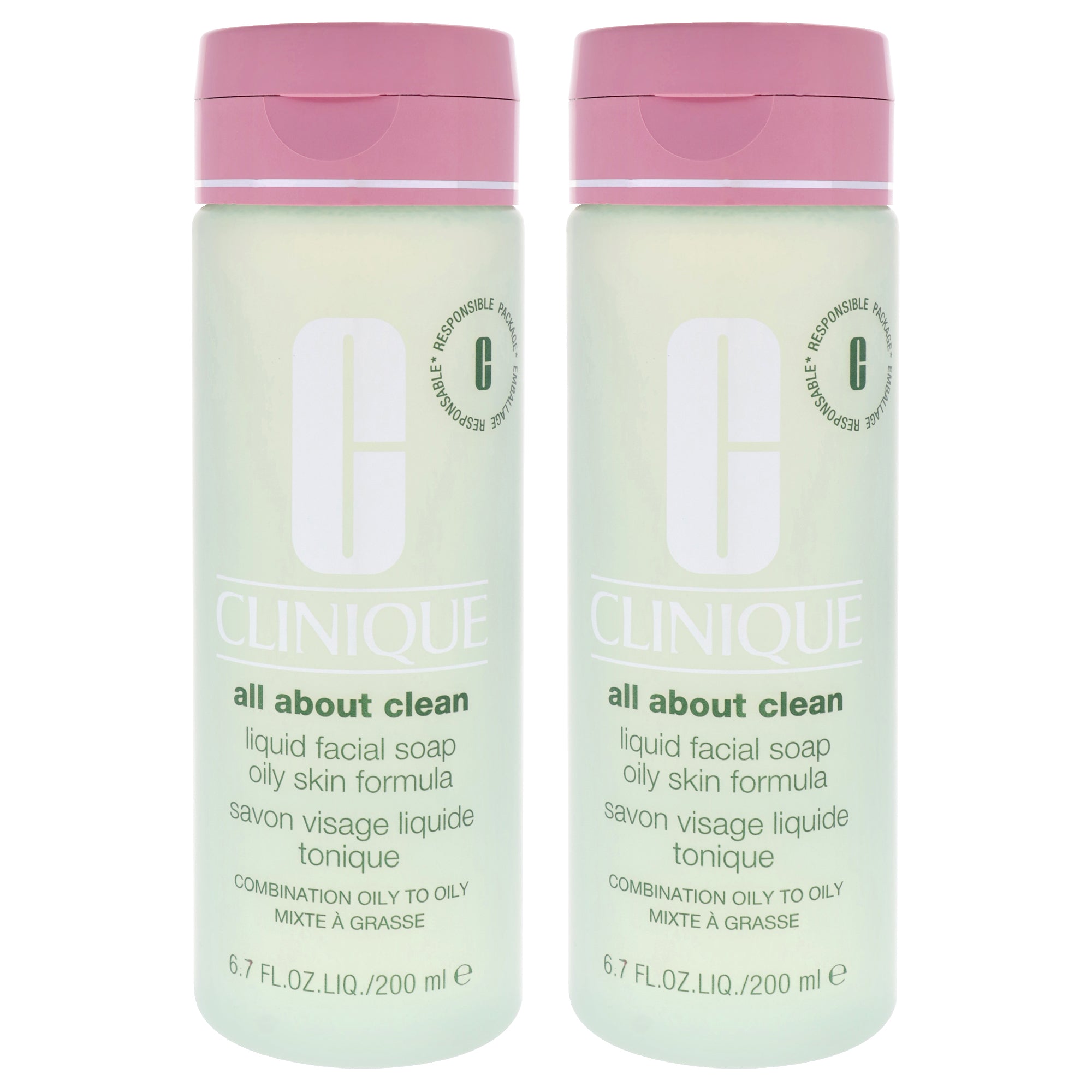 All About Clean Liquid Facial Soap Oily Skin Formula by Clinique for Unisex - 6.7 oz Soap - Pack of 2