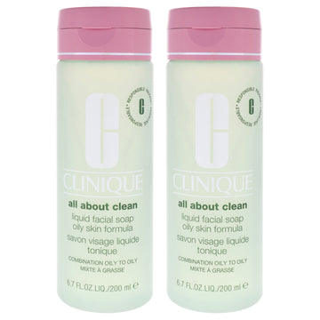 All About Clean Liquid Facial Soap Oily Skin Formula by Clinique for Unisex - 6.7 oz Soap - Pack of 2