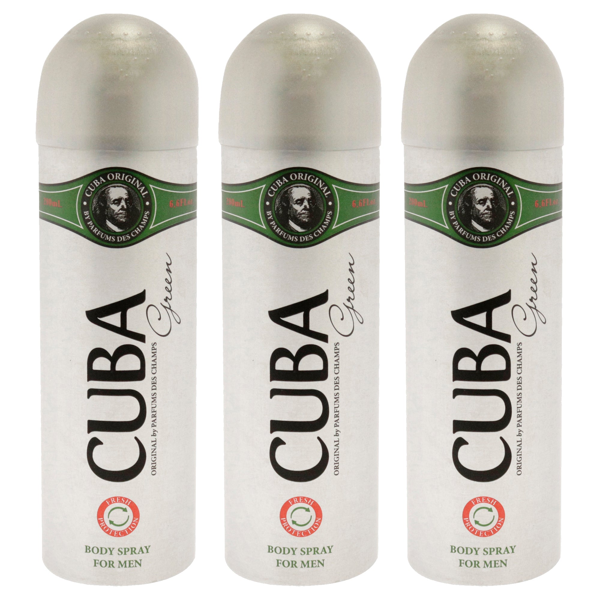 Cuba Green by Cuba for Men - 6.6 oz Body Spray - Pack of 3