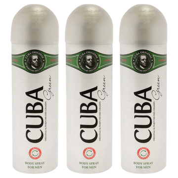 Cuba Green by Cuba for Men - 6.6 oz Body Spray - Pack of 3