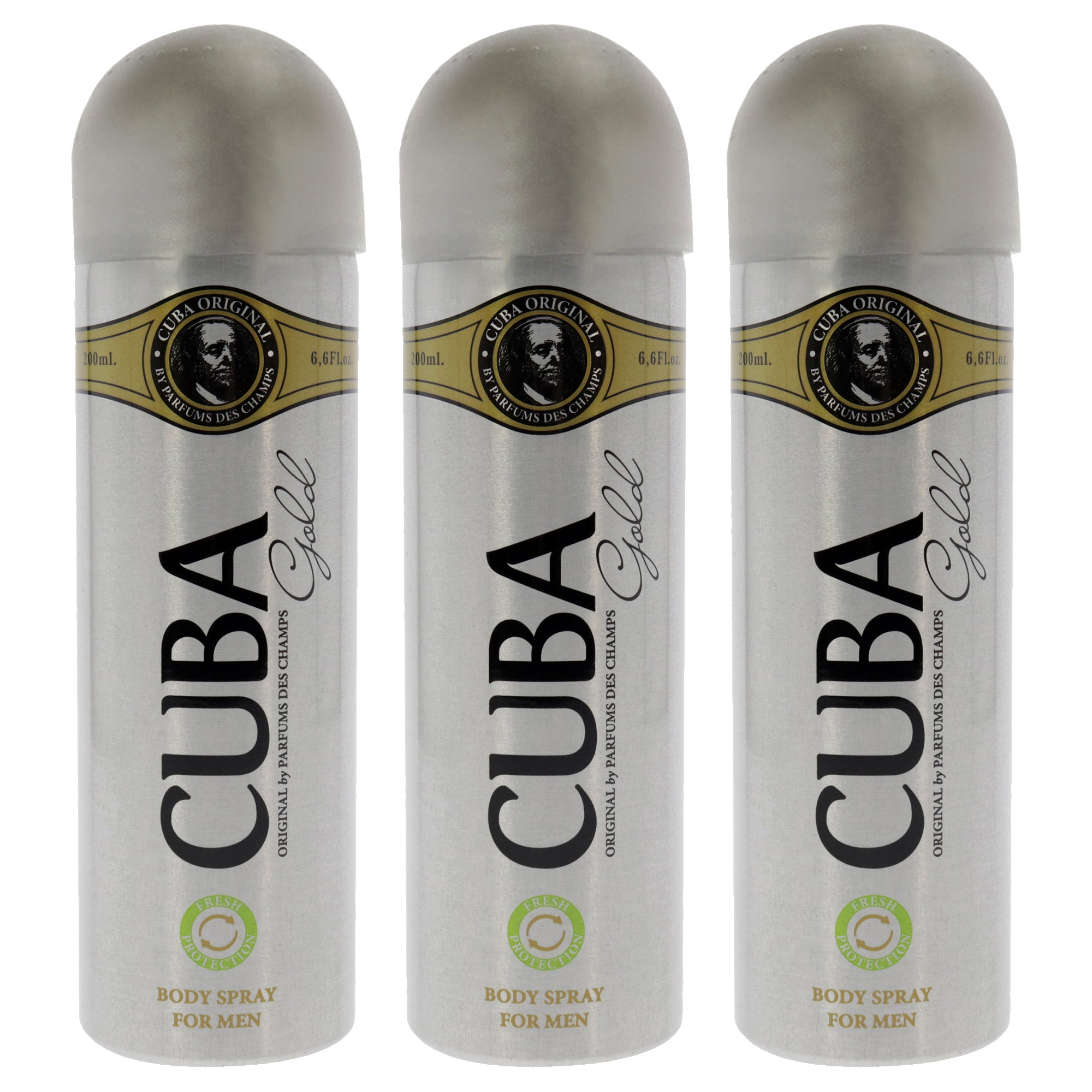 Cuba Gold by Cuba for Men - 6.6 oz Body Spray - Pack of 3