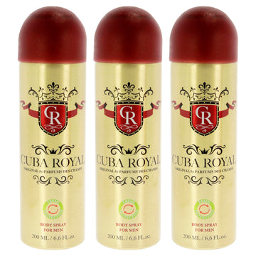 Cuba Royal by Cuba for Men - 6.6 oz Body Spray - Pack of 3