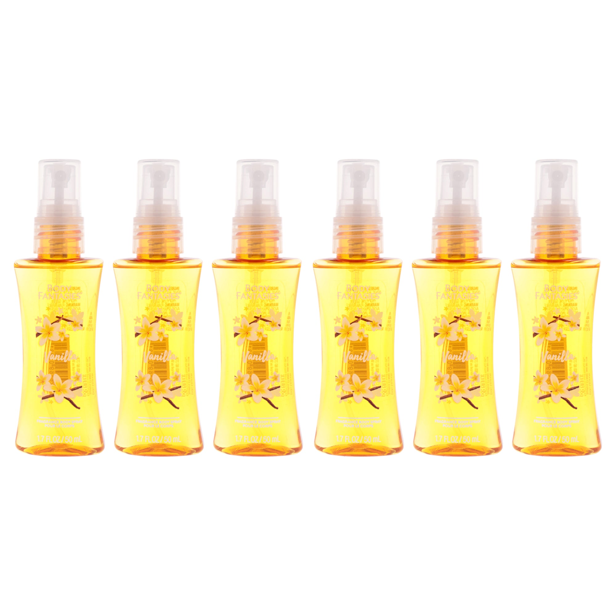 Vanilla Body Spray by Body Fantasies for Women - 1.7 oz Body Spray - Pack of 6