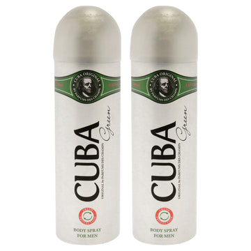 Cuba Green by Cuba for Men - 6.6 oz Body Spray - Pack of 2